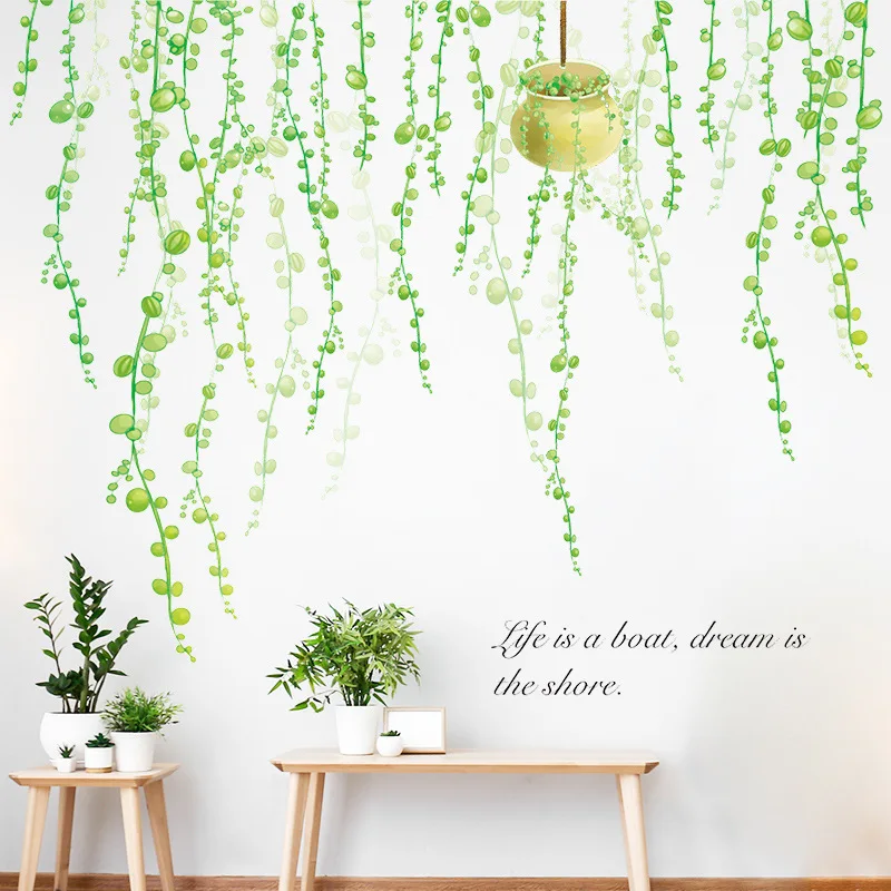 

Tropical Green Plant Vine Wall Stickers Living Room Bedroom Background Decoration Mural Large Home Decor Self-adhesive Wallpaper