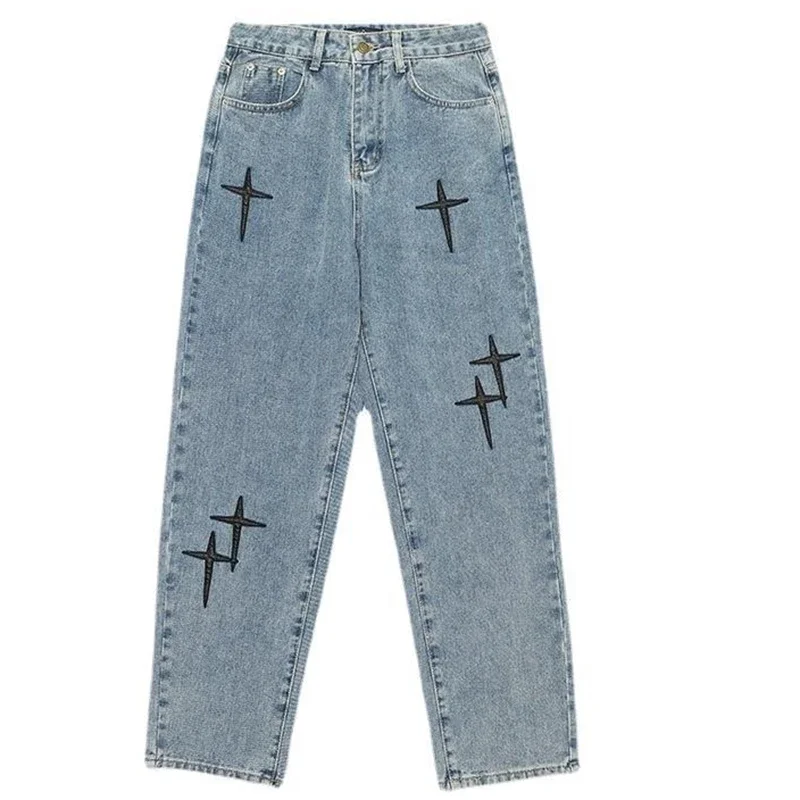 Boyfriend Vintage Fashion Dritto Casual Pantaloni cargo in denim allentato Uomo Designer Stampe Star Jeans Streetwear Jeans larghi a gamba larga