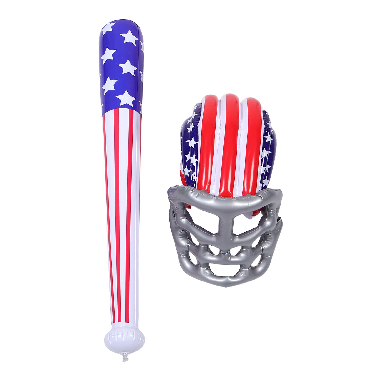 1 ensemble de chapeau de chauve-souris gonflable pour enfants, ensemble de Baseball, conception de drapeau américain, batte de Baseball gonflable pour fête à thème sportif, fête de carnaval à la piscine