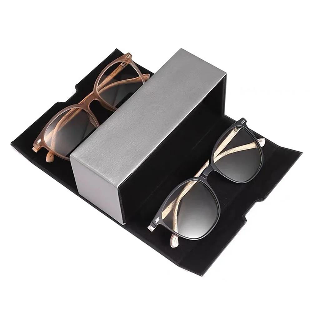 New PU Leather Magnetic Double Layer Glasses Box Sunglasses Storage Case Hard Shell Eyeglasses Box Travel Shades Storage Box