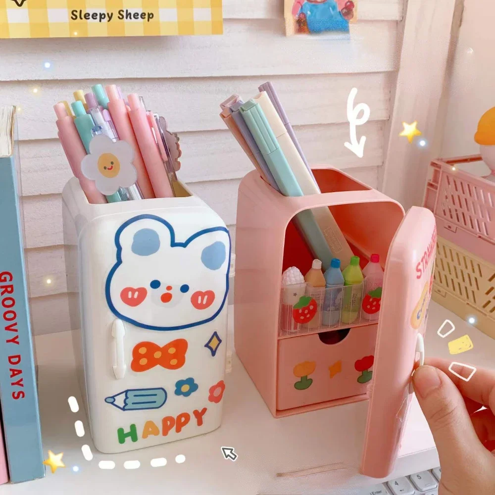 Japanese Creative Refrige Pen Holder Case Girls Cute Multifun Stationery Drawer Storage Box Kawaii Large-capacity Desk Organizer