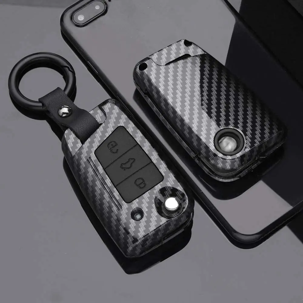 غطاء حافظة مفتاح السيارة لفولكس فاجن بولو جولف 4 ، 5 ، 6 ، 7 ، T5 ، MK7 ، تيجوان ، باسات B6 ، B5 ، سكودا اوكتافيا A5 ، A7 ، سيات ليون فر 2 إيبيزا أتيكا
