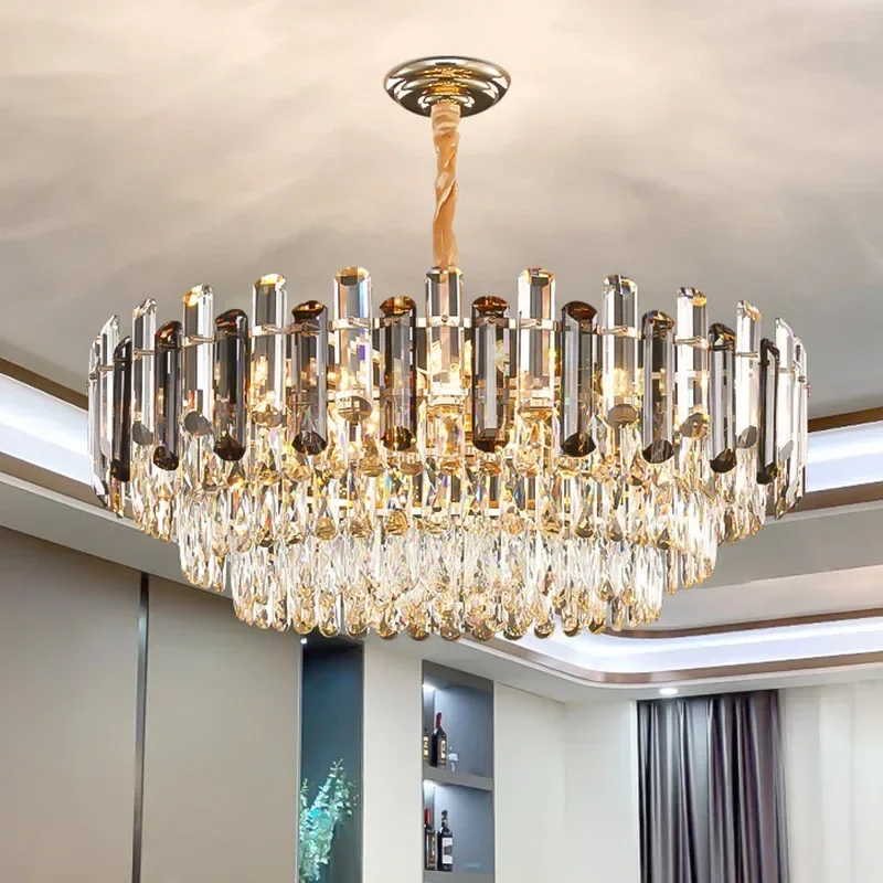 

Crystal Chandeliers Luxury Modern Villa High-End Atmosphere Living Room LED Light Dining Room Home Bedroom Pendant Lights