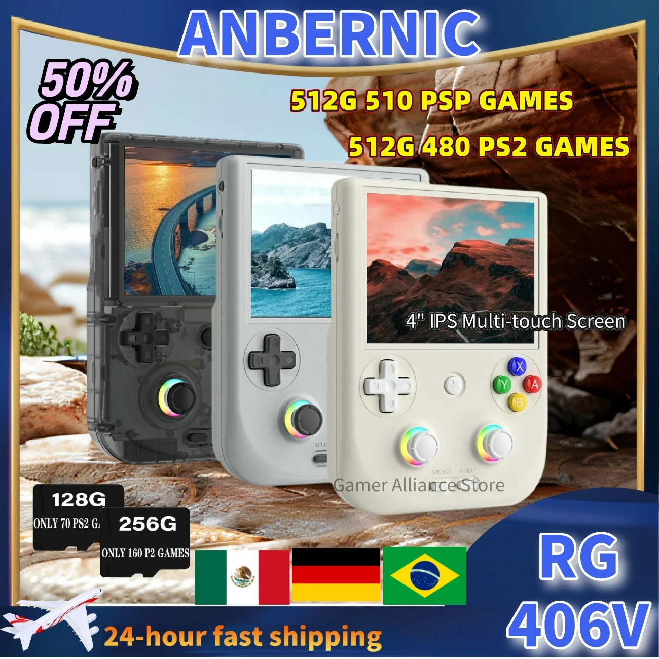 

ANBERNIC RG406V RG 406V Retro Handheld Game Console Video Game Consoles Android13 4 IPS Multi-touch Screen Unisoc T820 5500mAh