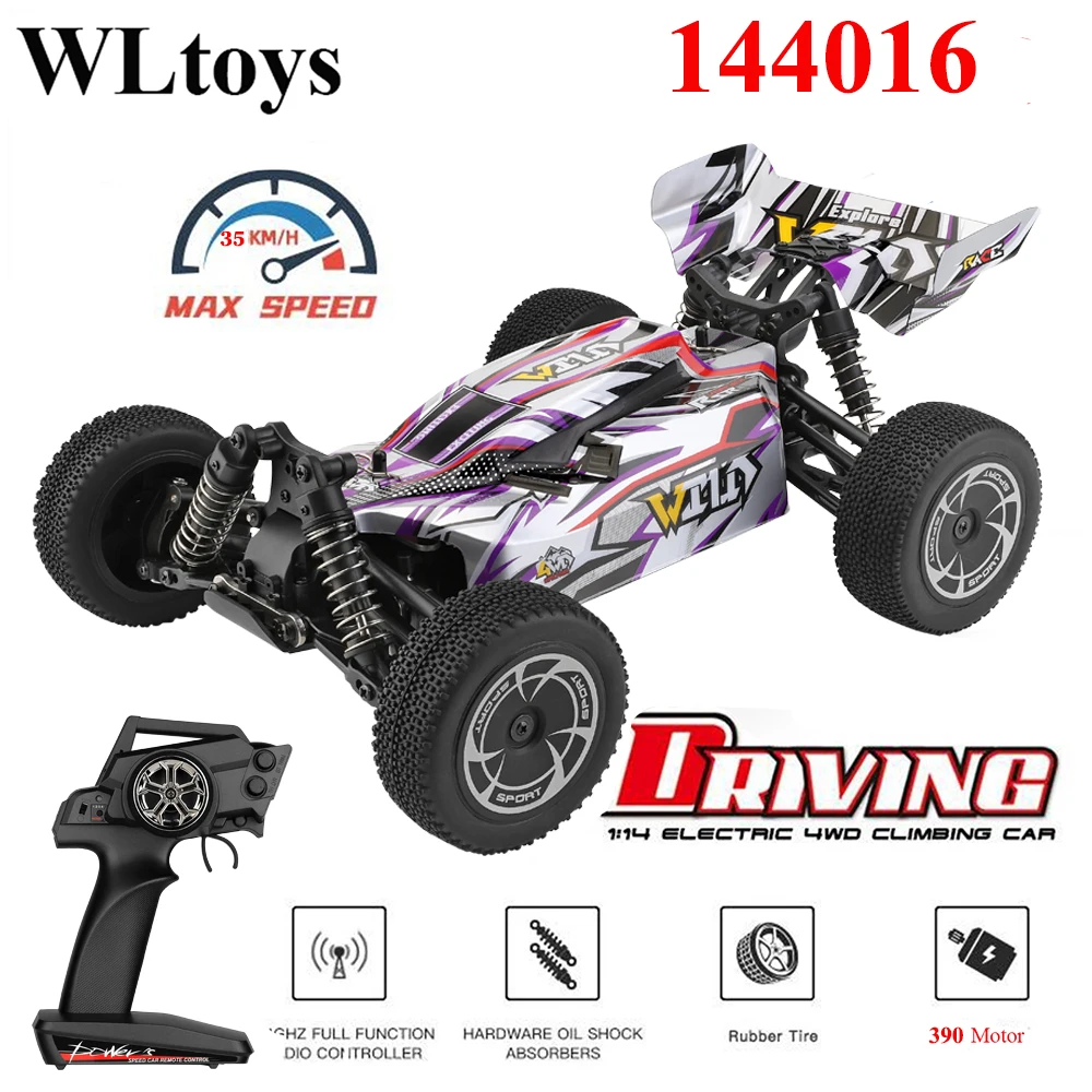 WLtoys 144016 2.4G RC 자동차, 어린이 및 성인용 선물, 4WD 고속 오프로드 드리프트 RC 장난감, 35 KM/H 390 모터 