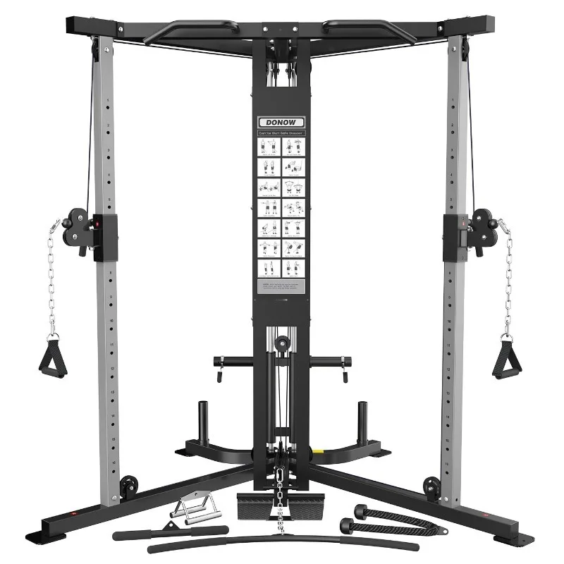 Cable Crossover Machine, Cable Fly Machine Home Gym System Workout Station with Dual Pulley System Pull-Up Bar Cable