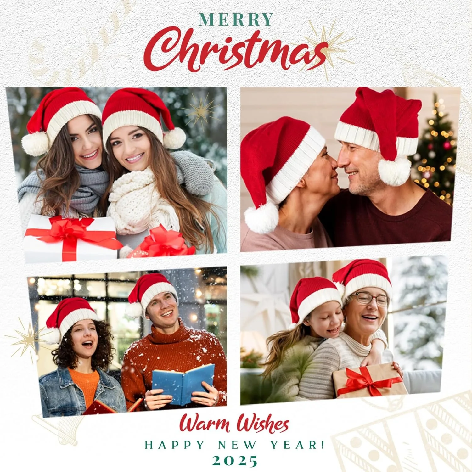 Czapka Świętego Mikołaja z pomponami, klasyczna czerwona dziergana czapka świąteczna dla kobiet, mężczyzn, dzieci, przebranie na imprezę, akcesoria świąteczne