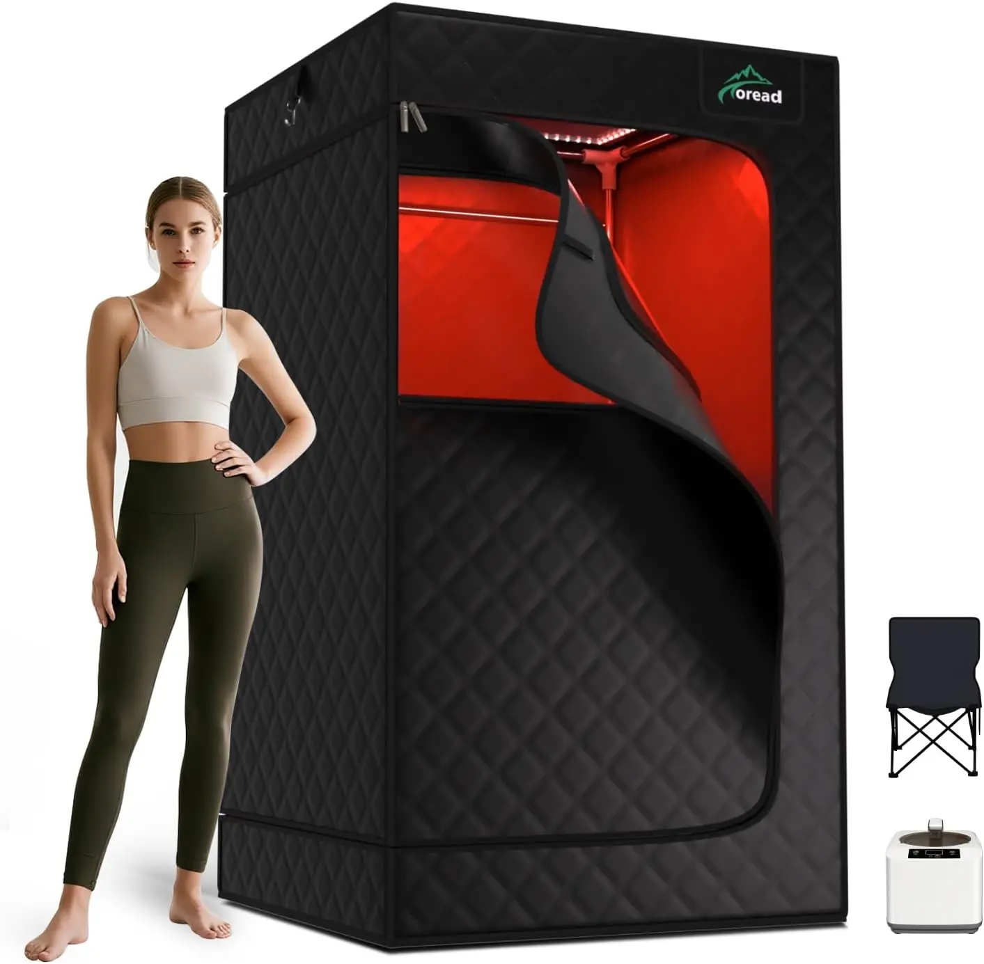 

Portable Red Light Infrared Sauna for Home, 1200W Steamer, Adjustable Temp & Timer, Remote Control