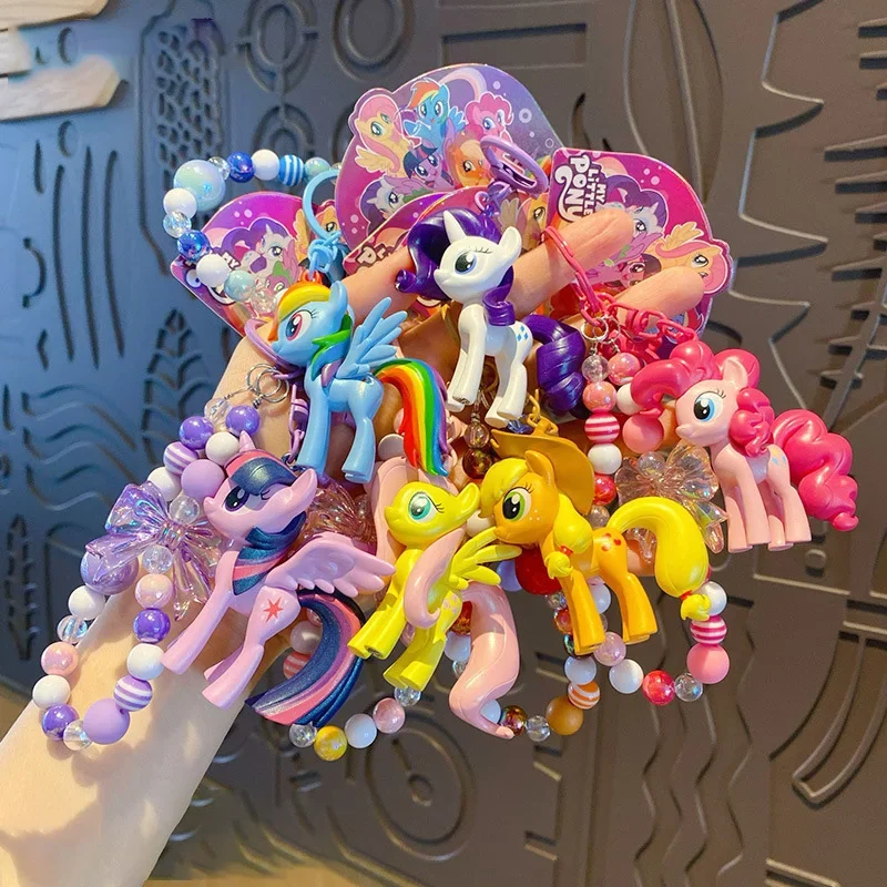 Little Pony Rainbow Dash Pinkie Pie llavero con cuentas cadena de Metal enlace mochila encanto lindo Anime útiles escolares regalo