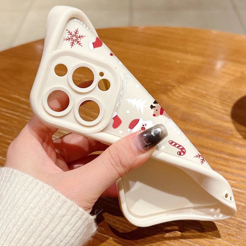 Santa Claus Patterned Soft TPU Phone Case For iPhone Air 16e 17 16 15 14 Pro Max 13 12 Pro 15 16 Plus Shockproof Silicone Cover
