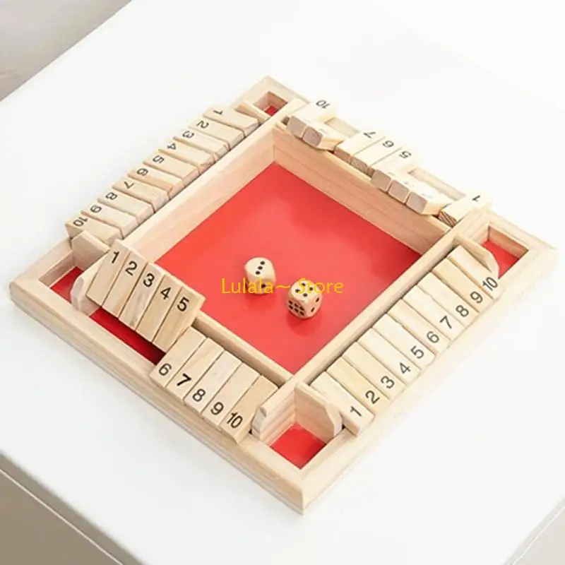 Y4QA Holzwürfelspiel „Shut The Box“ für 4 Spieler, klassisches Pub-Brettspiel in Tischversion