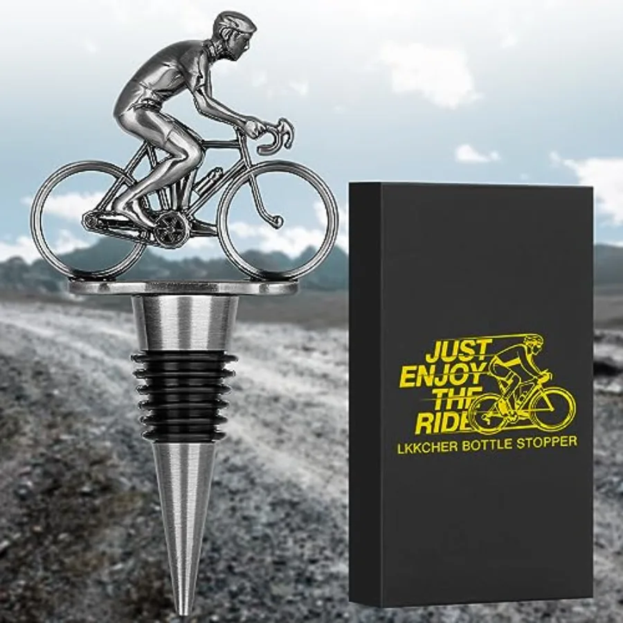 Cycling Wine Stopper, Bicycle Wine Gifts Father Day Gifts Christmas Gifts Birthday Gifts for Men Cyclist, Bottle Stoppers for W