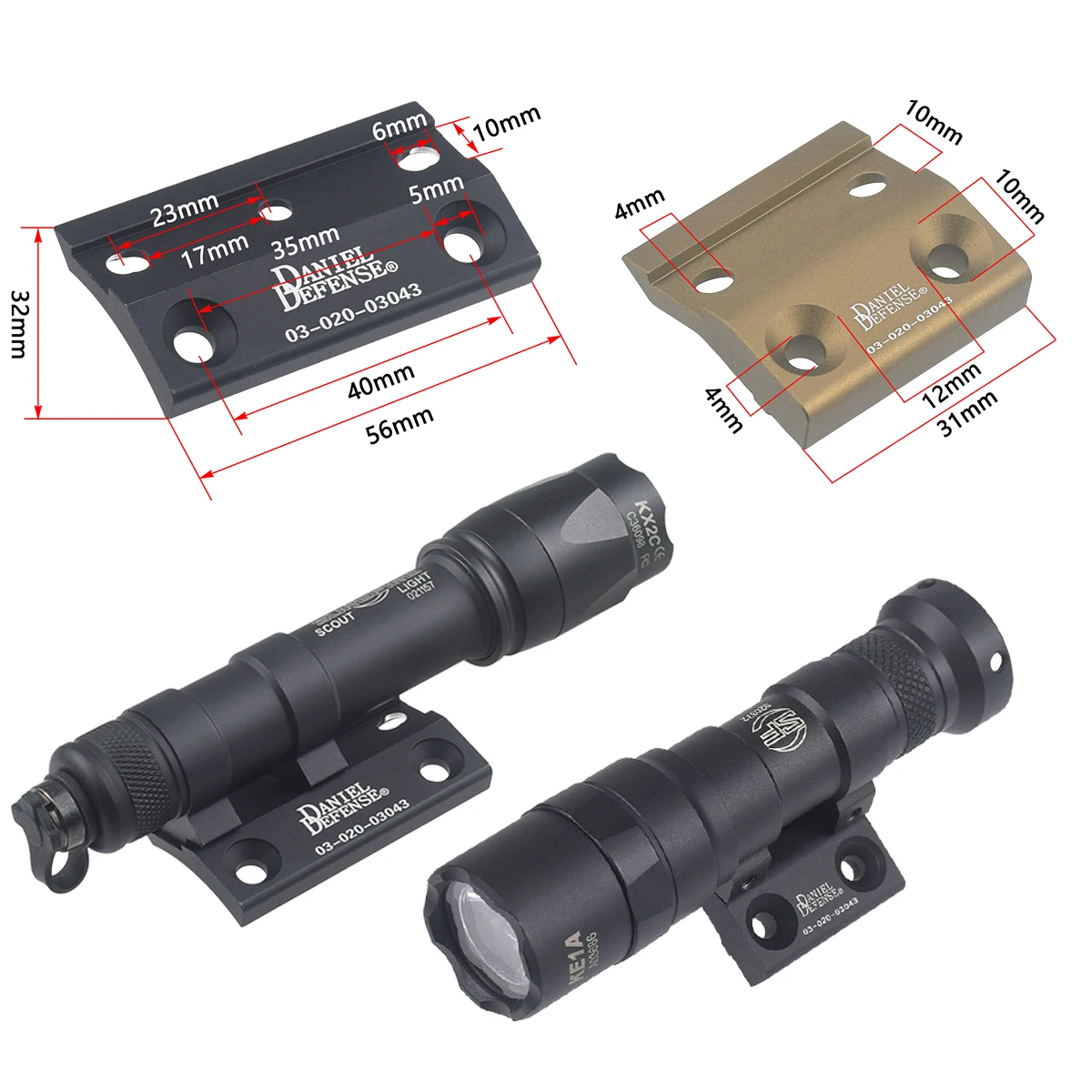 SF M300/M600 Scout Light Side Mount DD CNC Keymod M-LOK Rail for SF M300 M600 Flashlight Base Mounts Hunting Accessories