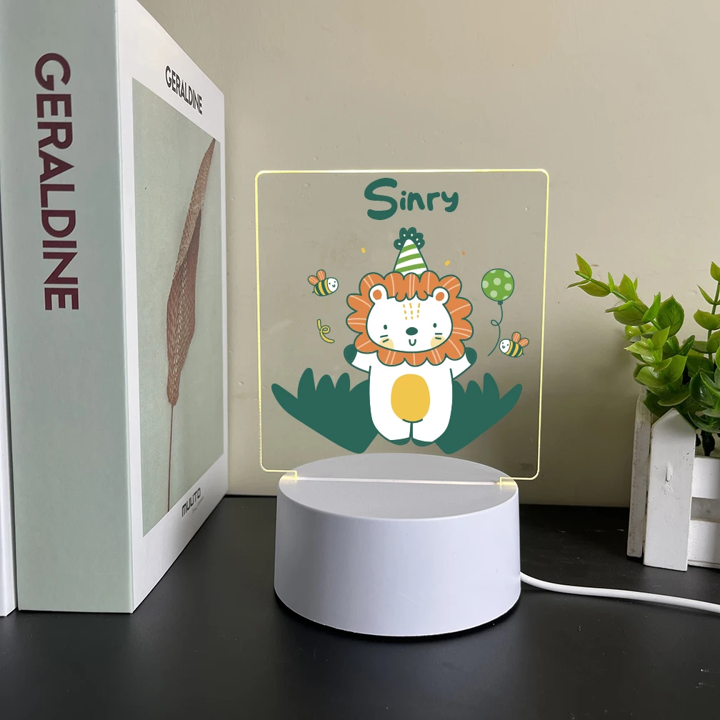 Personalized Custom Lion Cartoon  Led Table Lamp Gift For Kids Usb Ambient Desk Lamp With Touch Button