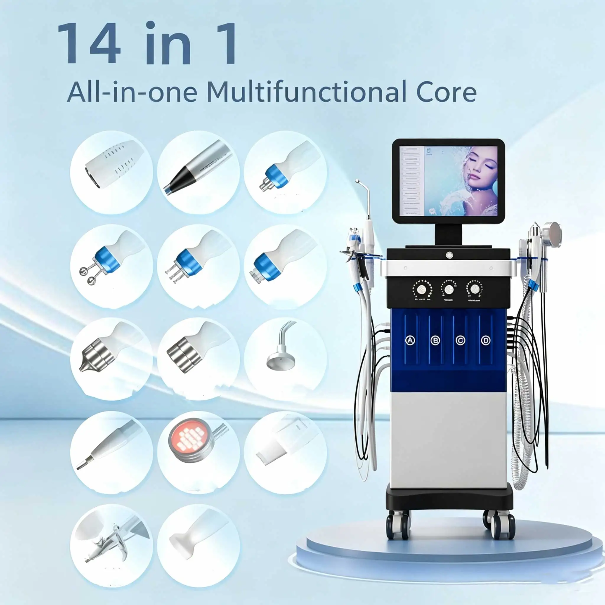 Hot deal: 14 in 1 Water Light Facial Care Device, Suitable for Skin Rejuvenation, Moisturizing Beauty Facial Care, Water Light Exfoliating