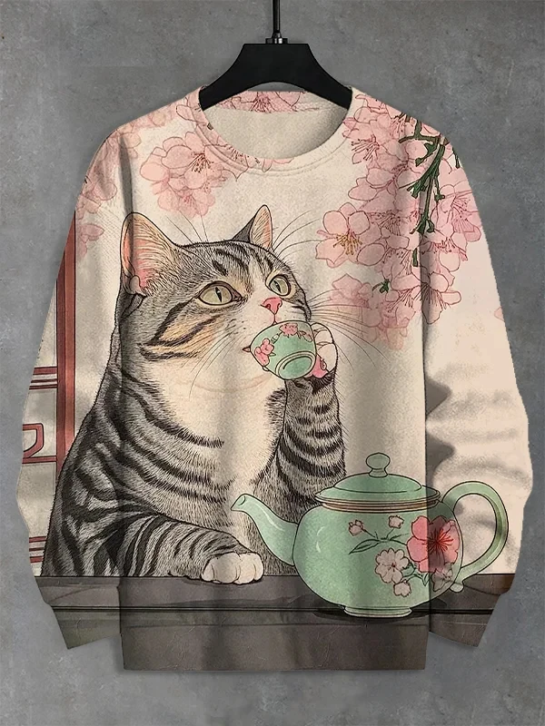 

Толстовка с круглым вырезом и 3D принтом забавного кота, толстовки с длинными рукавами, пуловеры в стиле хип-поп, мужская и женская одежда, топы