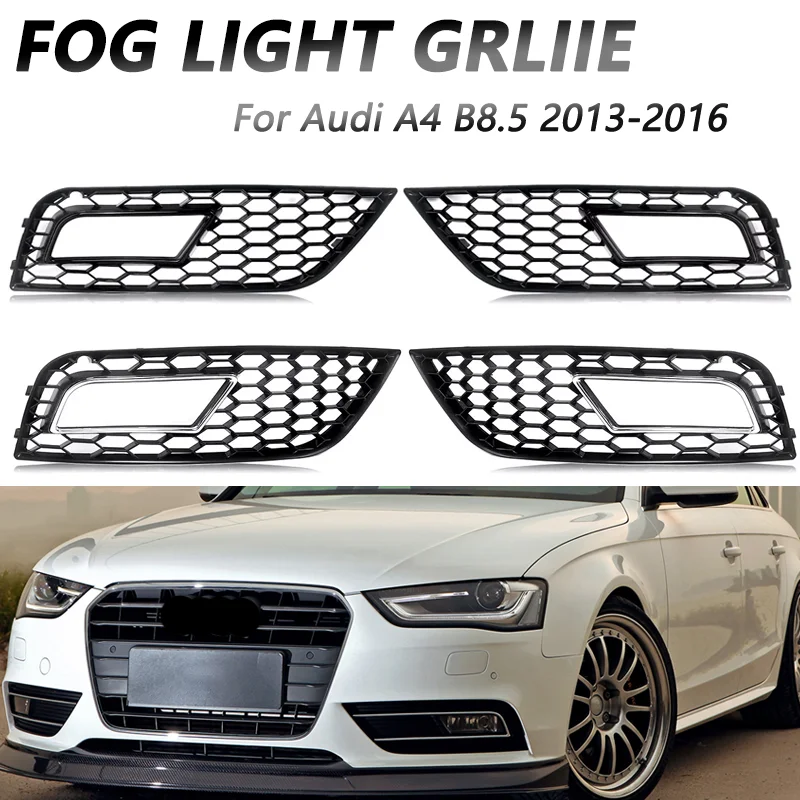

Front Bumper Fog Light Lamp Grille Covers Honeycomb Mesh RS4 Style For Audi A4 B8.5 Facelift 2013-2016 8K0807681K01C Accessories