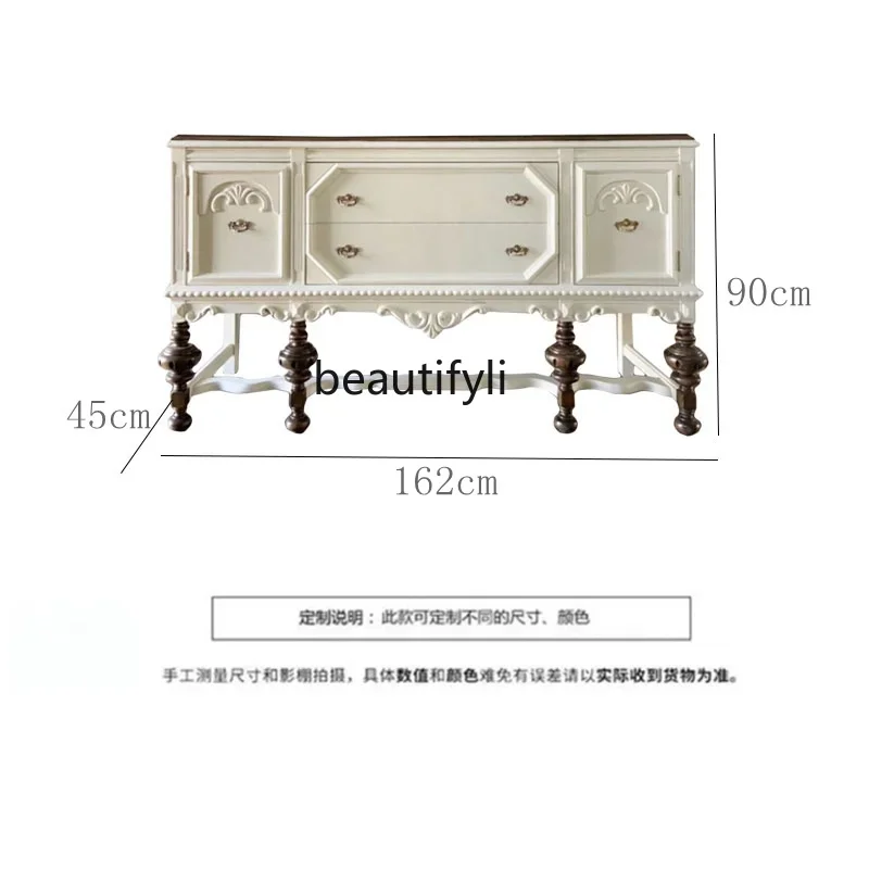 

yj21 French Style Retro Porch Living Room American and European Style Wood Carved Dining Edge Curio Cabinet Furniture