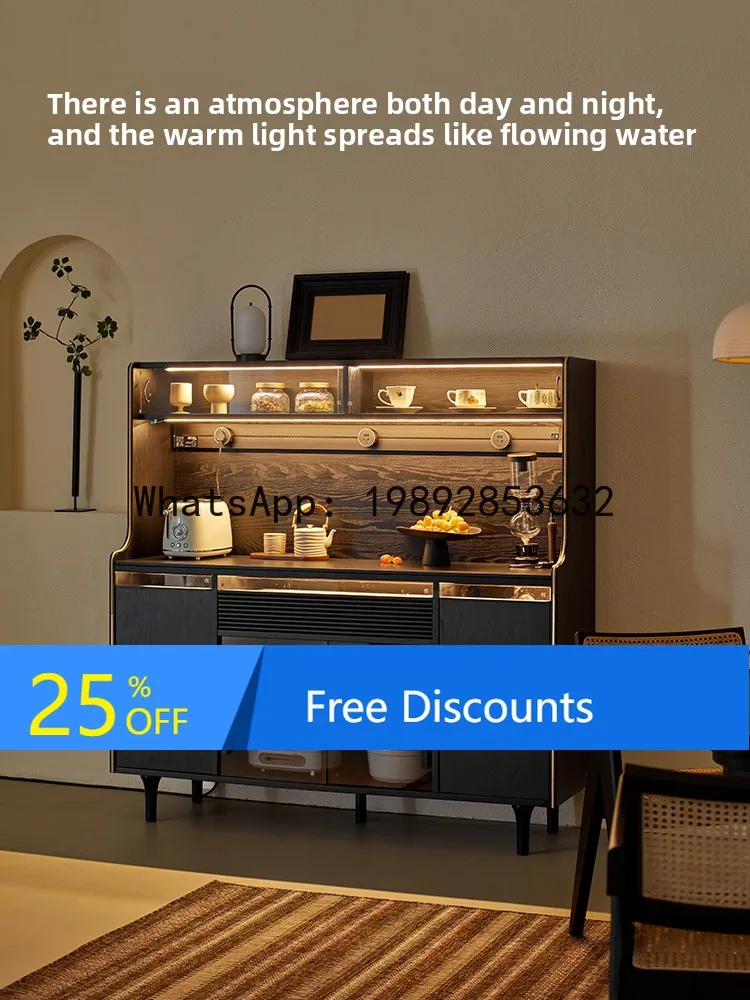 

YFY Light Retro Wall-Mounted Integrated Cabinet Wine Cabinet Tea Cabinet Black Solid Wood White Ash Wood Coffee Sideboard