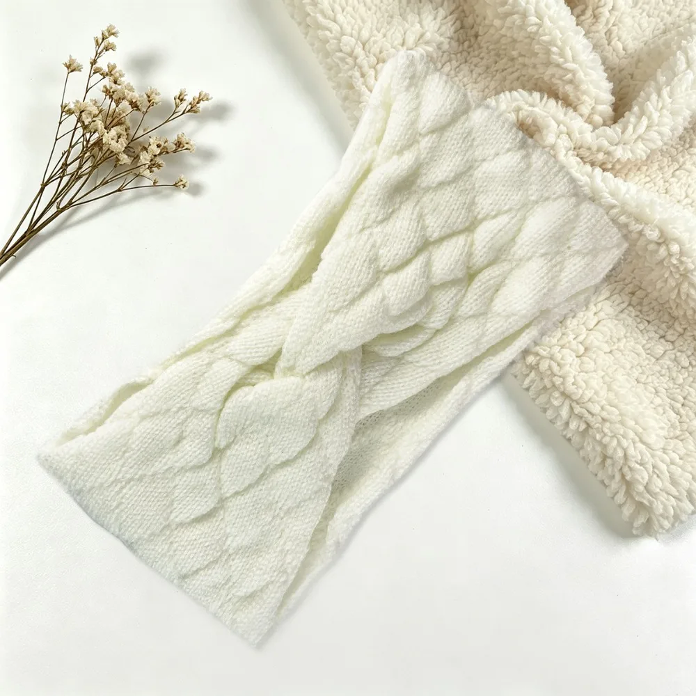 Gifts Cable Knit Knitted Headband Soft Stretch Knitted Fabric Ear Warmer Headband Wide Band Solid Turban Headband Winter Outfits