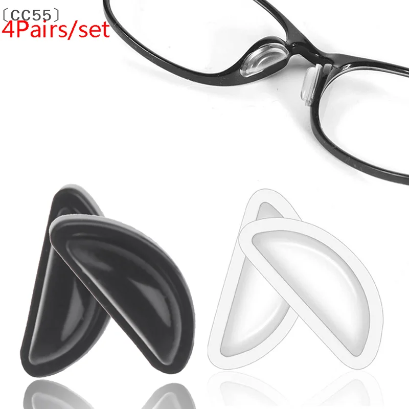 4 Paar Brillen-Nasenpads, selbstklebende Silikon-Nasenpads, rutschfeste, dünne Nasenpads