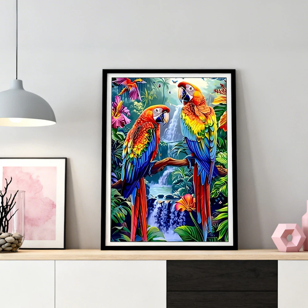 HUACAN Diamond Painting New Parrot Animal Unique Gift Rhinestones Waterfall Bird Mosaic Kits Home Bedroom Wall Artwork view 3