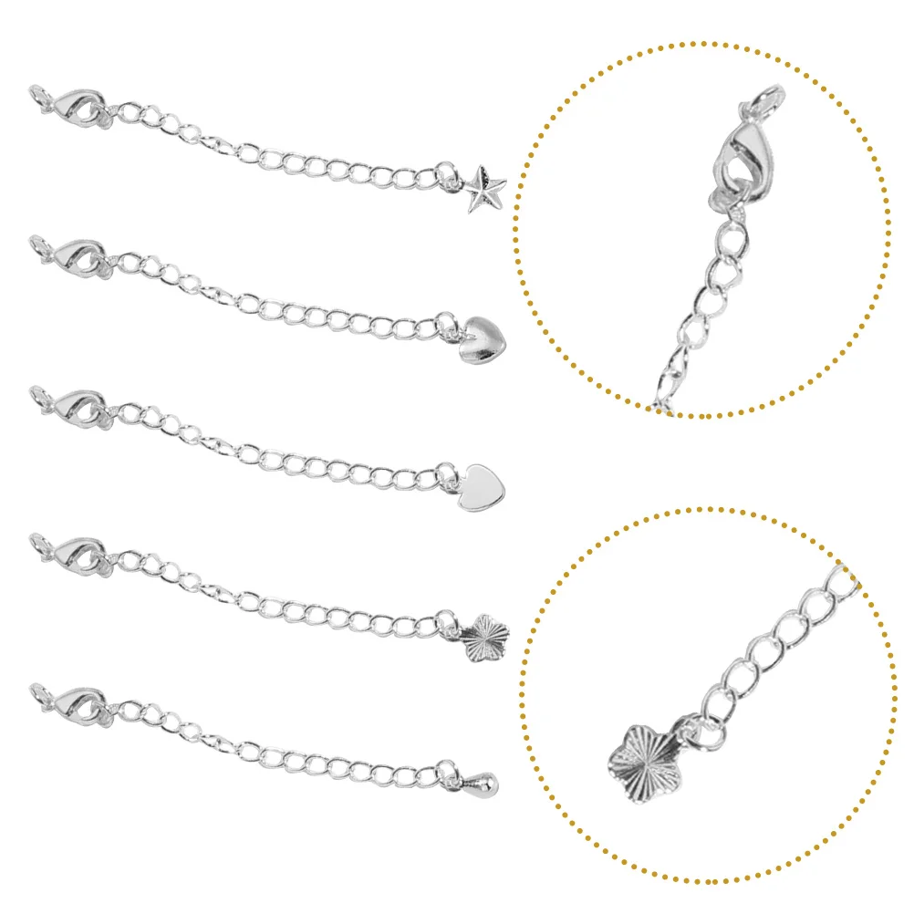 

5 Pcs Bracelet Manual Lobster Clasp Tail Chain Jewelry Alloy DIY Supply Extender Chains