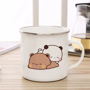 Leite dos desenhos animados mocha urso peito e doodle esmalte copo de café xícara de chá bonito animal café da manhã sobremesa 11oz leite copo de água casal presente 10 principais vendas copo pequeno almoço - №10