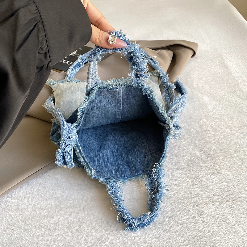 Tas wanita, tas wanita bahu, tas jinjing desainer, mode Denim, tas tangan wanita merek mewah, tas kain klasik, paket tren baru