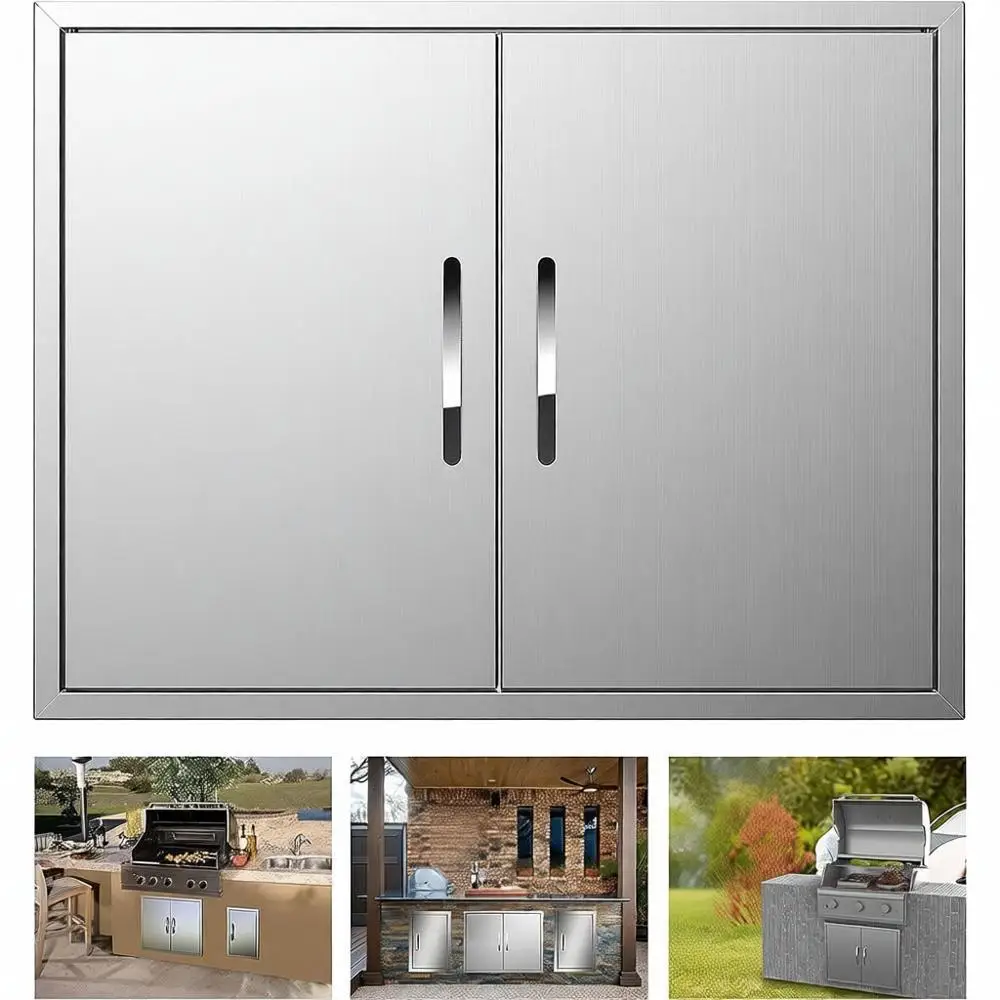 

Outdoor Kitchen 31W x 24H Inch Double BBQ Stainless Steel Grill Station BBQ Island