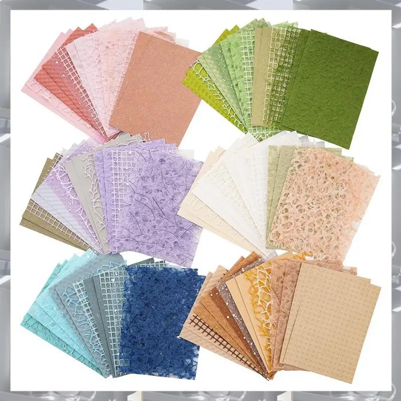 

Hot Selling-96 Sheets Textured Scrapbook Paper And Mesh Fabric Assorted Set,6 Pack Mixed Special Paper For Scrapbooking Planner,