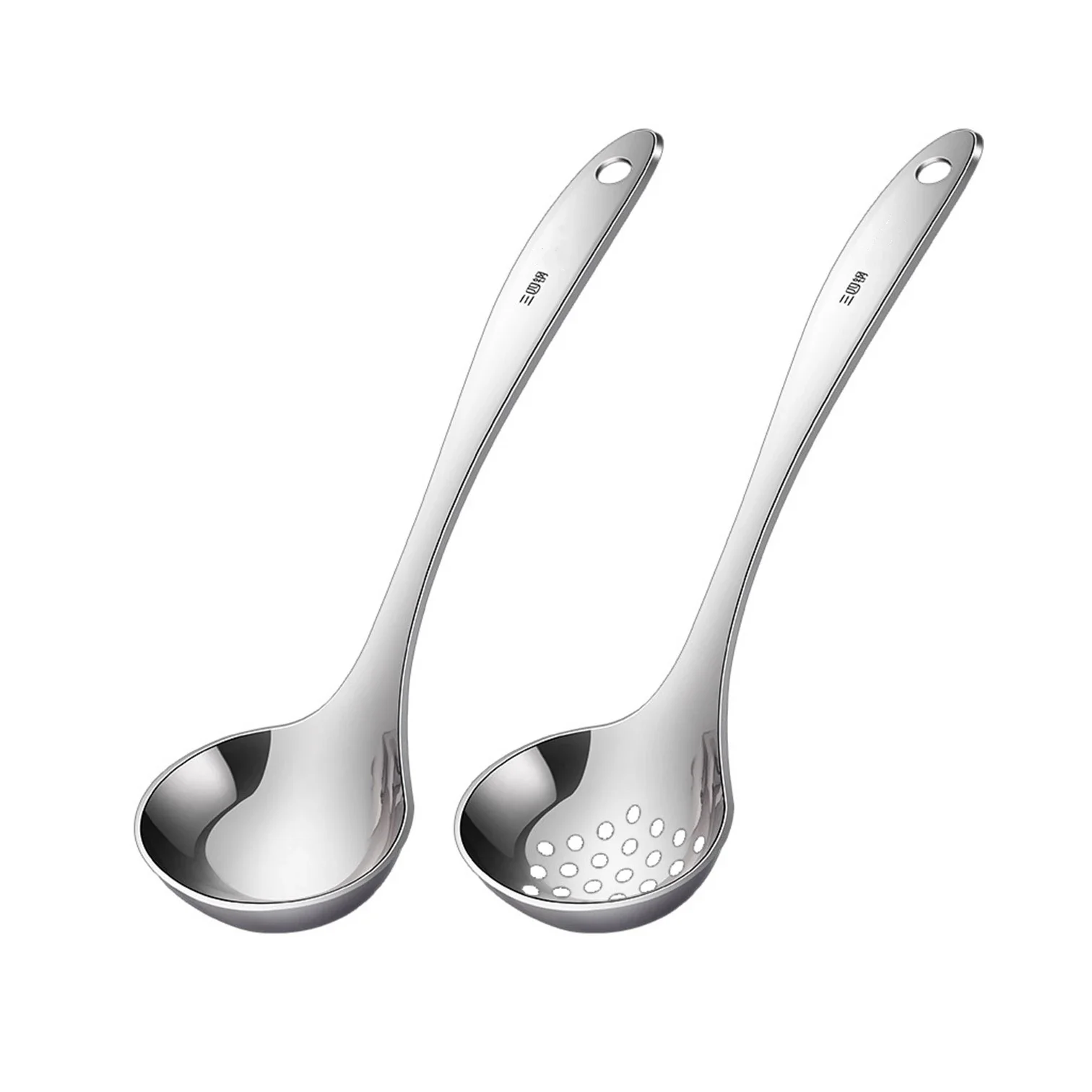 Certification 304 Stainless Steel Serving Spoon and Colander Set 23cm Length 7cm Width Soup Ladle and Strainer for Banquet