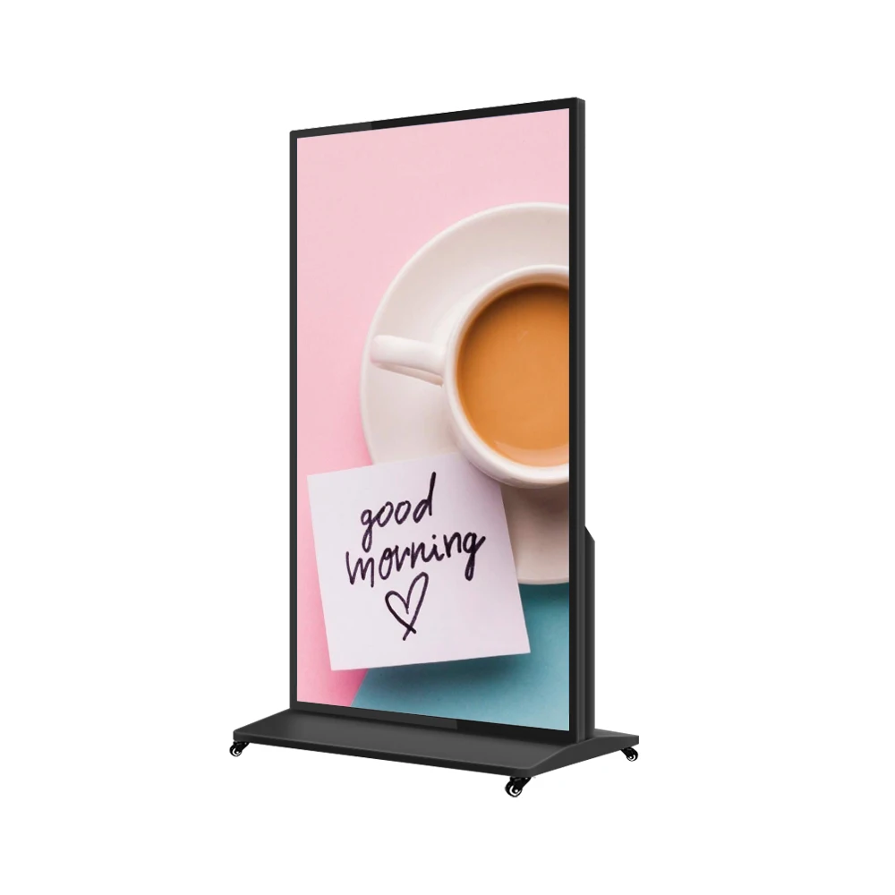 

85 Inch Full Screen Digital Display Floor stand with Wheels Lcd Digital Poster Wifi Network Display Smart Screen Kiosk Devise