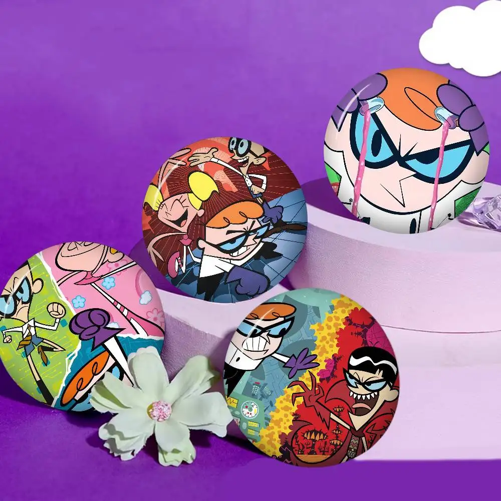 Cartoon D-Dexters L-Laboratory Round Button Pins Slogan Creative Brooches Backpack Clothes Decoration Fashion Cartoon Gifts