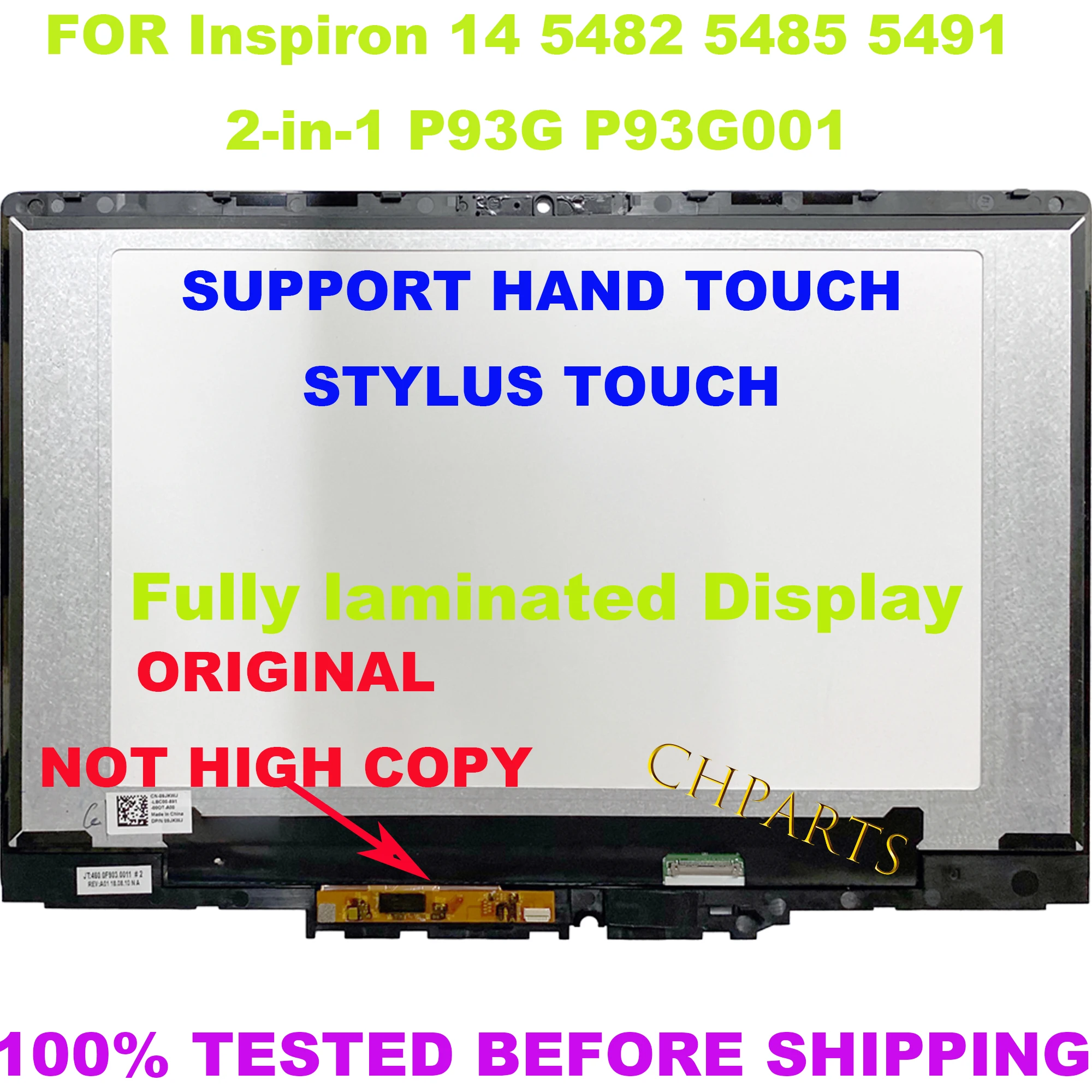 GENUINE Original For Dell Inspiron 14 5482 5485 5491 2-in-1 P93G P93G001 1080p LCD Touch Screen Laptop Replacement Assembly