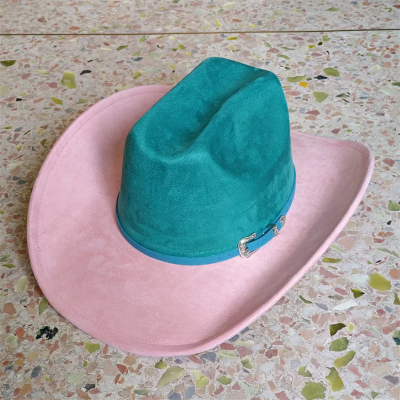 Cowboy Hat Suede Army Green and Coffee Burned Hat Women's Felt Hat Cowboy Hat British Style Retro Men's Gorras Hombre Cap