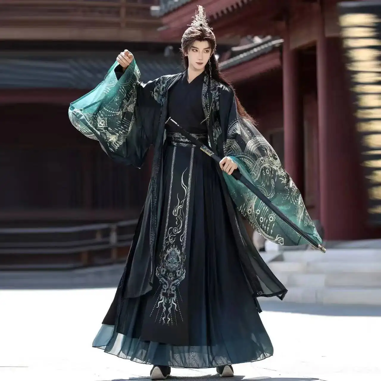 Vintage Antique Elements Hanfu Men Women Traditional Chinese Clothing Sanxingdui Robe Halloween TV Martial Wuxia Cosplay Costume view 5