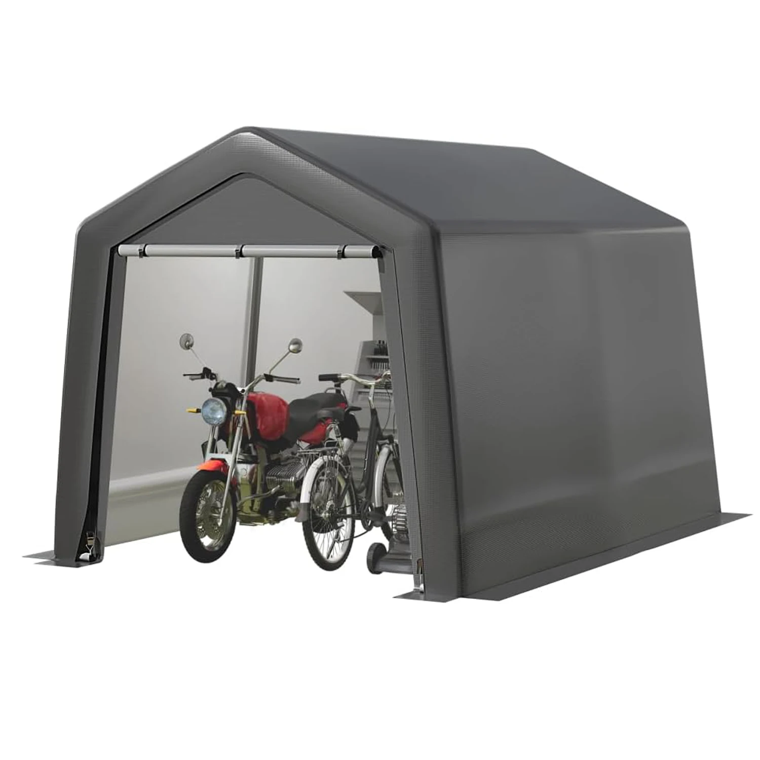 Outdoor Portable Storage Shed Waterproof and UV Resistant Storage Tent with Roll-up Zipper Doors for Motorcycle Bike Tools