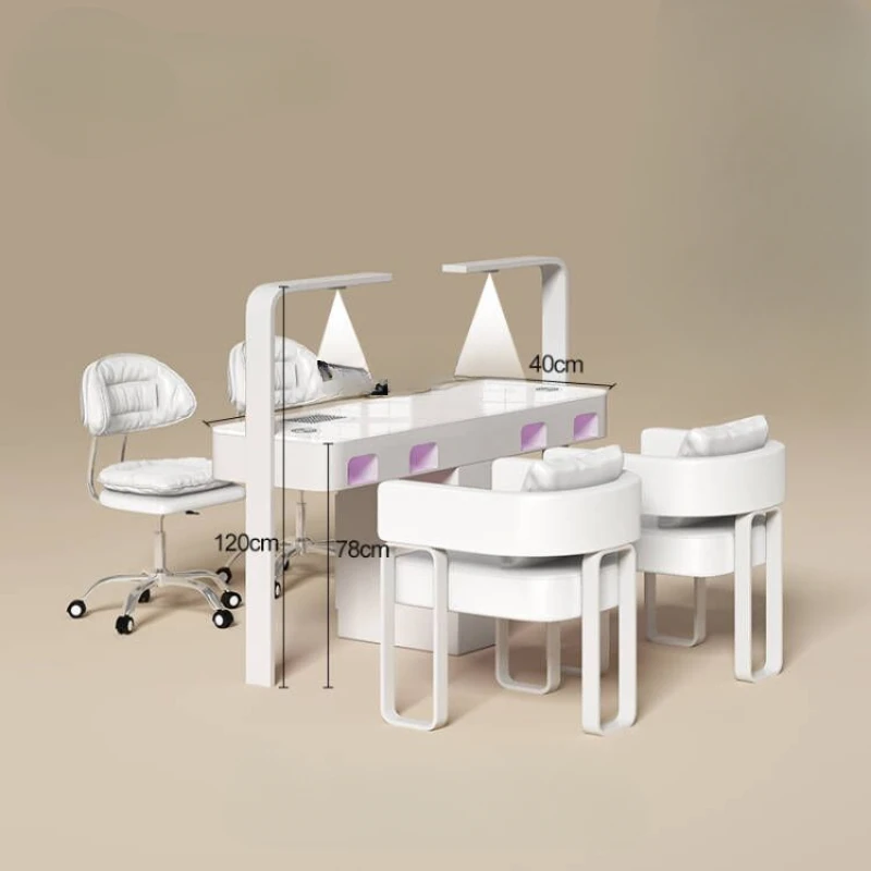 

Cream Style Nail Table and Chair Set Embedded Second Generation High-Power Vacuum Cleaner Red Light Heating Lamp