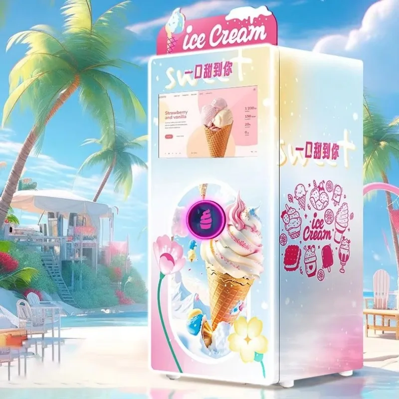 Customizable Make Money Fast 24 Hours Self Service Touch Screen Fully Automatic Smart Soft Icecream Vending Machine