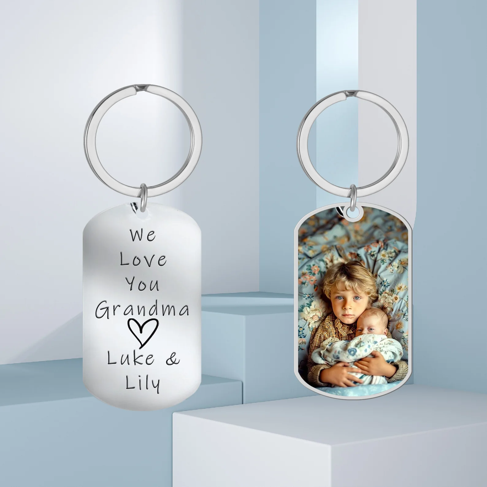 

Customize Personalized Keychains, Custom Image And Text Keychains, Double Sided Keychains, Gifts For Grandmothers, Holiday Gifts