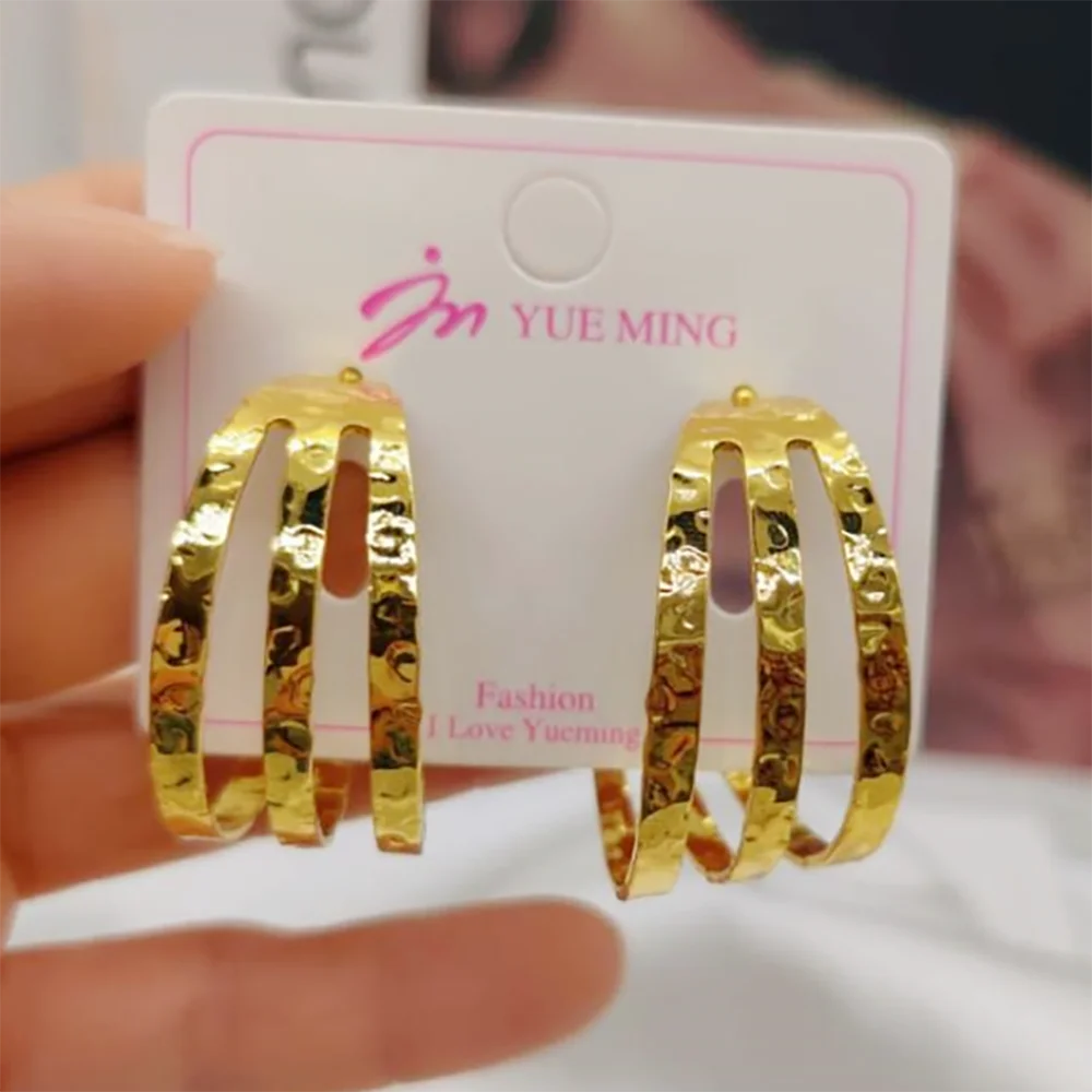 

Trendy Round Metal Earrings For Women Gold Color Simple Style Stud Ear Party Holiday Fashion Jewelry Accessories Birthday Gifts