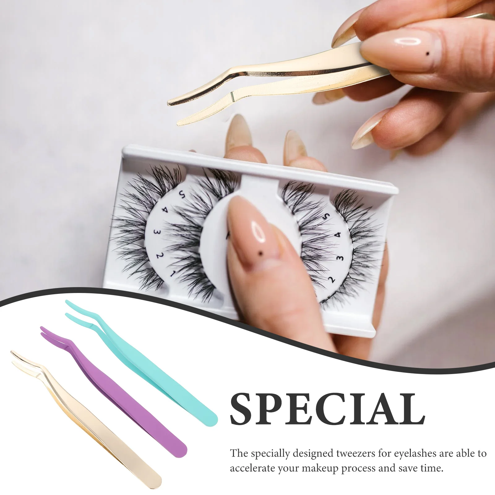3 szt. Pęsety do przedłużania rzęs, klips do sztucznych rzęs, narzędzia ze stali nierdzewnej do łatwego nakładania sztucznych rzęs