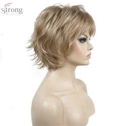 StrongBeauty Women's Wig Black/wine red BFluffy Short Straight Layered Hair Synthetic Full Wigs