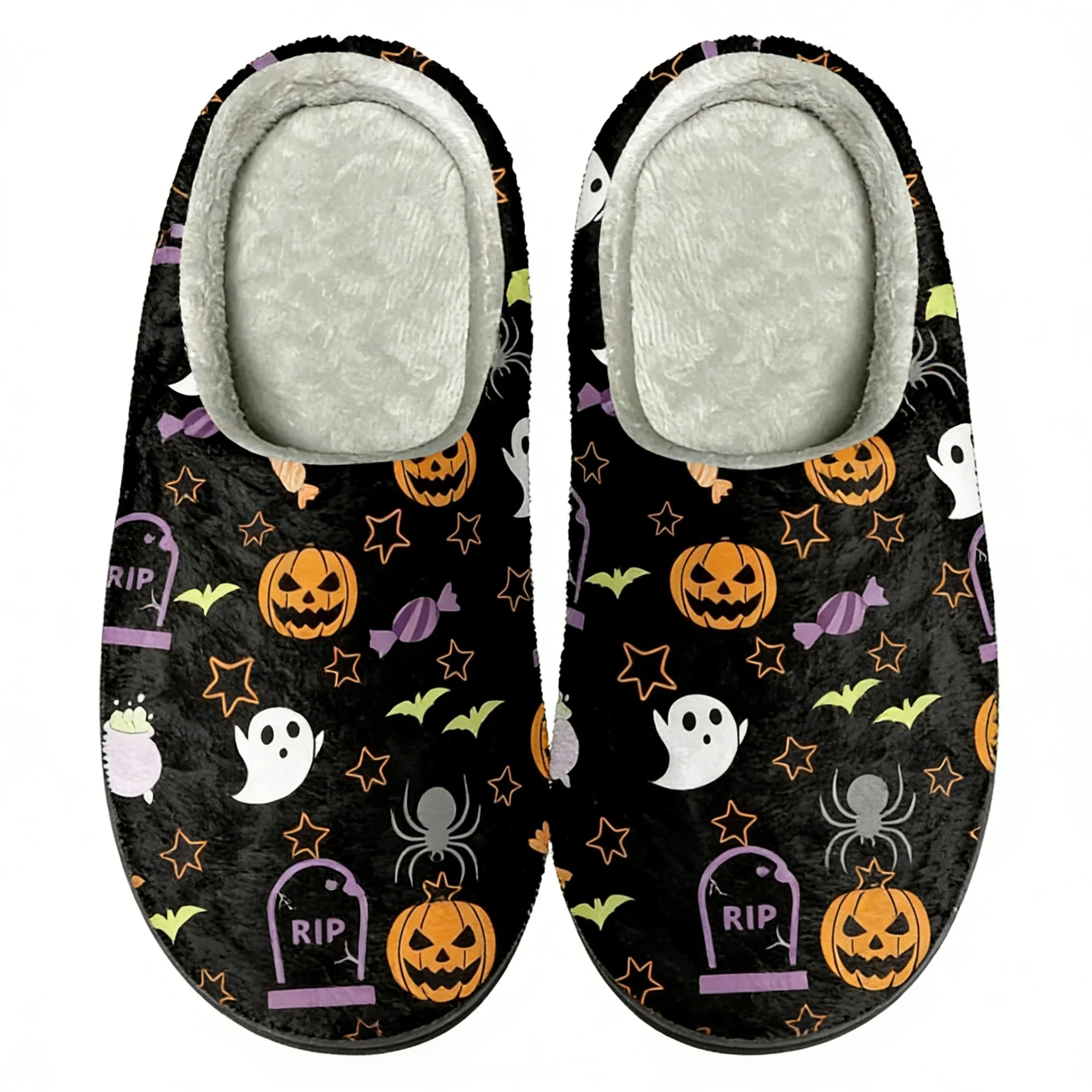 

Holloween Design Ladies Non-slip Home Slippers Bedroom Couple Cozy Cotton Slipper Casual Winter Warm Flats Footwear Drop Ship