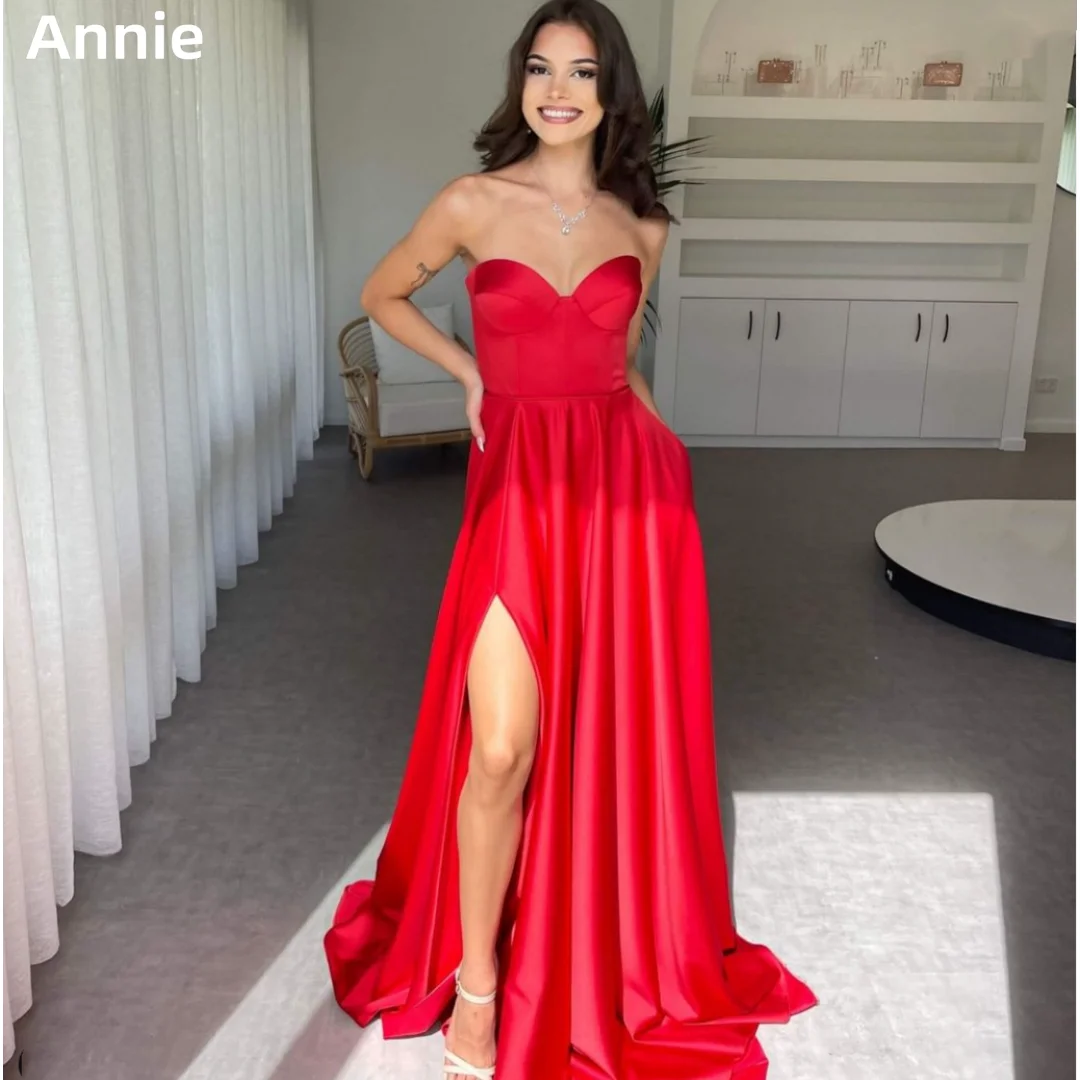 

Annie Red Wedding Dress Sexy Off-shoulder Satin Elegant Women Prom Dresses A-Shape Bespoke Occasion Dresses Vestidos De Fiesta