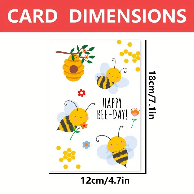 1pc, Happy Birthday Card, Cute Card, Funny Bee Birthday Card, Humorous Birthday Card, Happy Bee Day, Hilarious Pun Birthday Card - view 2