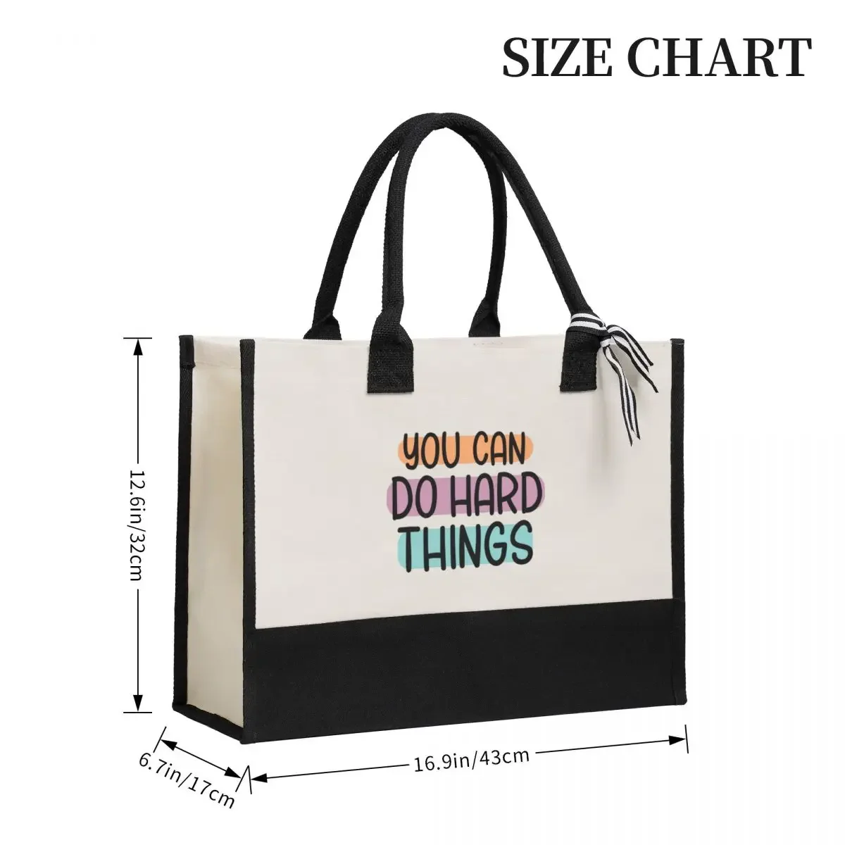 Canvas Gift Shopping Bag You Can Do Hard Things Is Inspirational Canvas Large Capacity Bag Customizable Quality Gifts