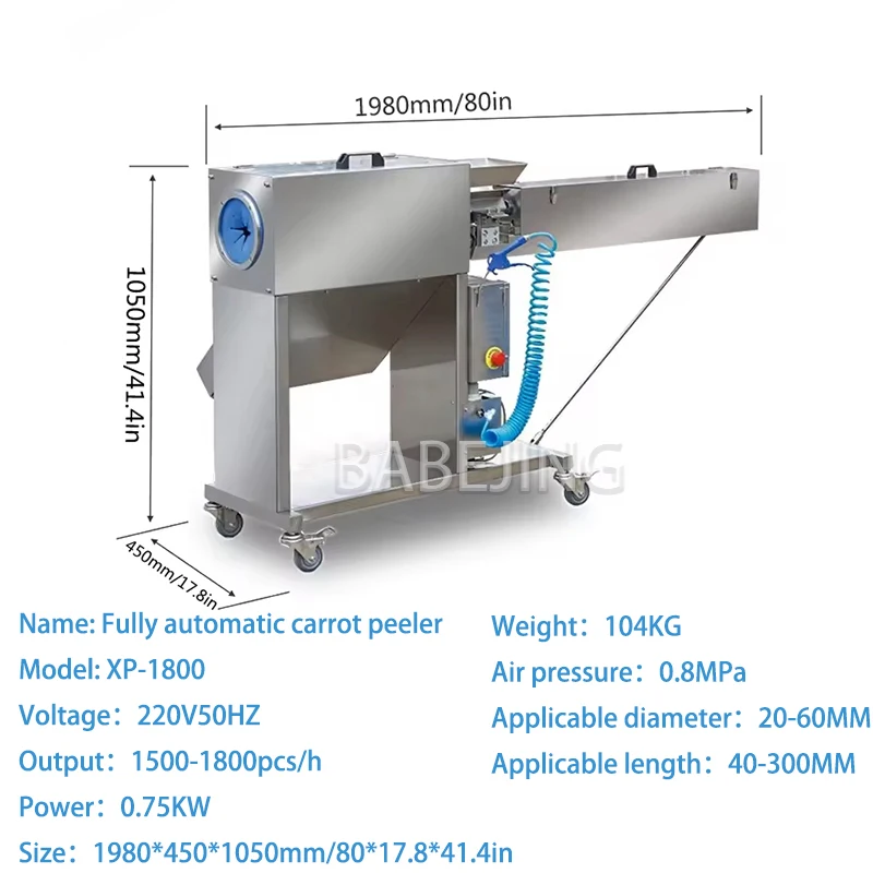 Industrial Fully Automatic Carrot Peeling Machine Commercial Grade Peeler for Efficient Vegetable Processing