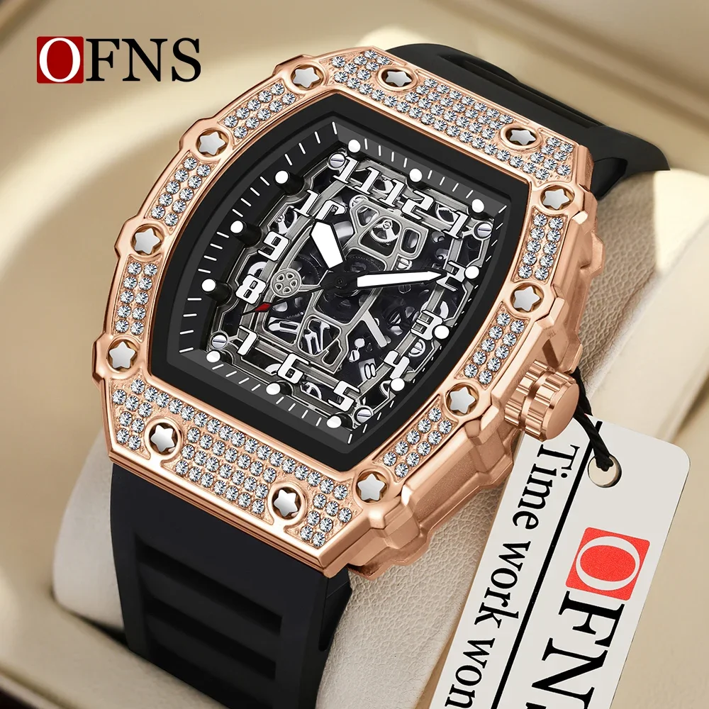 OFNS 7106 Fashion Men's Quartz Watch Waterproof Luminous Diamond Set Trendy Men's and Women's Universal Quartz Watch